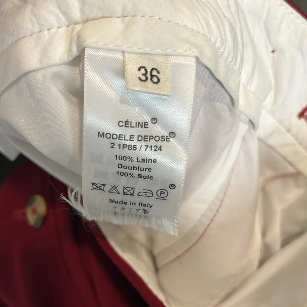 Vintage Céline Burgundy Front Pleat Trousers Size 36/4US/S